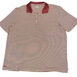Untuckit Mens XXL Berry and White Striped Polo style Shirt NWOT